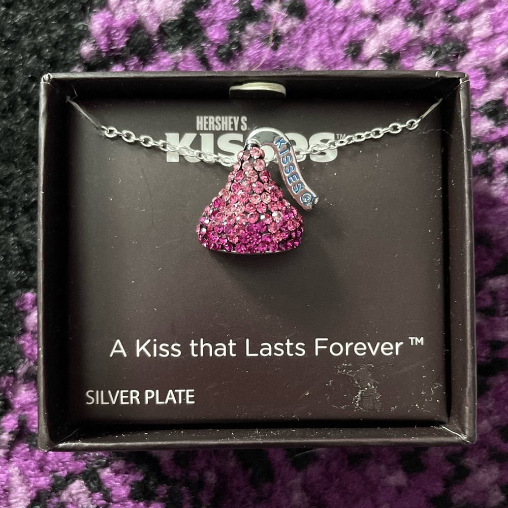 Hershey Kiss Pink Crystal Pendant Necklace